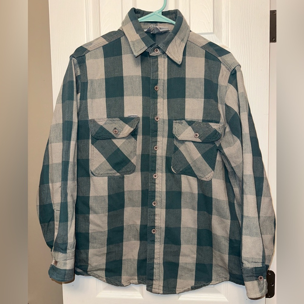 Carhartt Teal and Gray Plaid Unisex Flannel